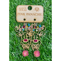 Pink Panache Reindeer Earrings with Pink Austrian Crystal – Holiday Rhinestone Earrings
