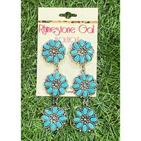 Turquoise 3 Tier Squash Blossom Drop Earrings