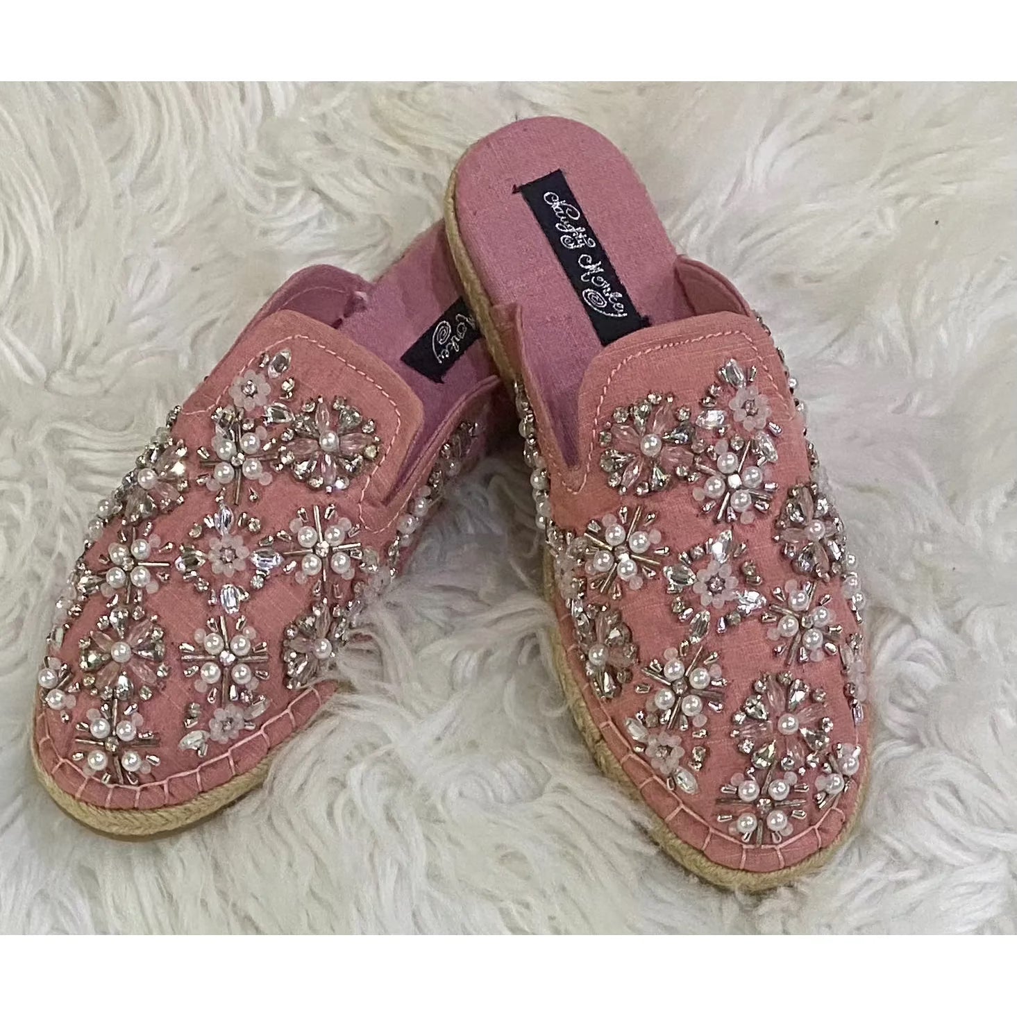 Naughty Monkey Pink Embellished Mules