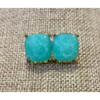 Faceted Gem Stud Earrings – Multiple Colors