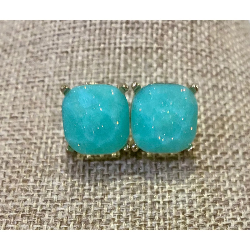 Faceted Gem Stud Earrings – Multiple Colors