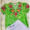 Green Printed Plus Top with Embroidered Details - Rhinestone Gal