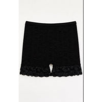 Black Smocked Lace Trim Lounge Shorts