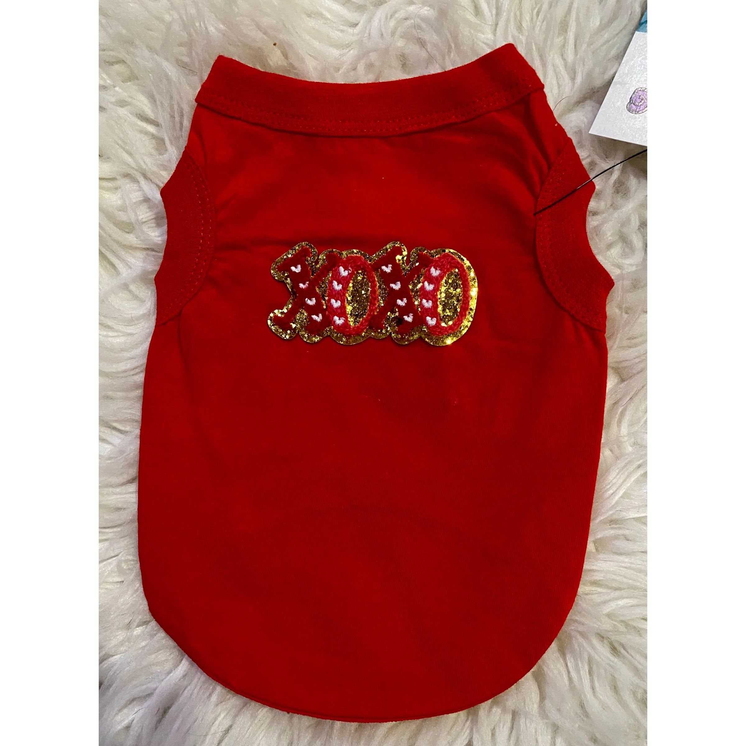 Valentine Red Dog Tee – Heart Patch or Rhinestone Wings