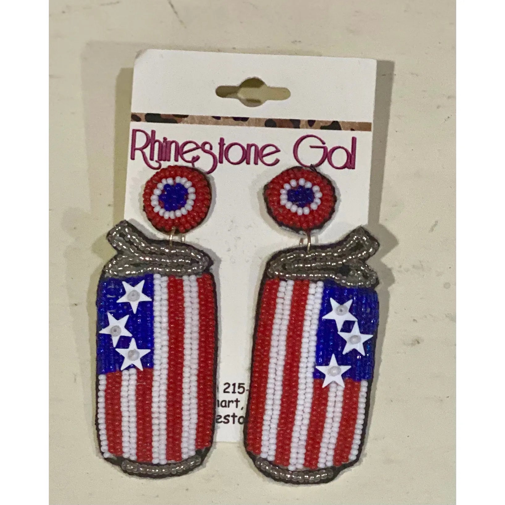 Patriotic USA Can Seed Bead Earrings