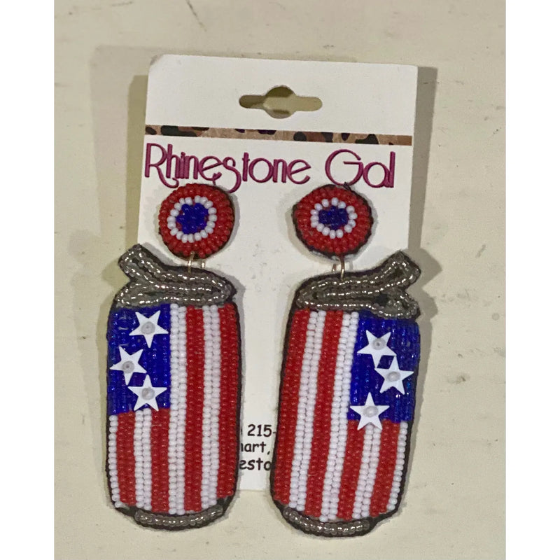 Patriotic USA Can Seed Bead Earrings