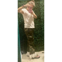 Camo Cargo Pants with Ruffle Hem