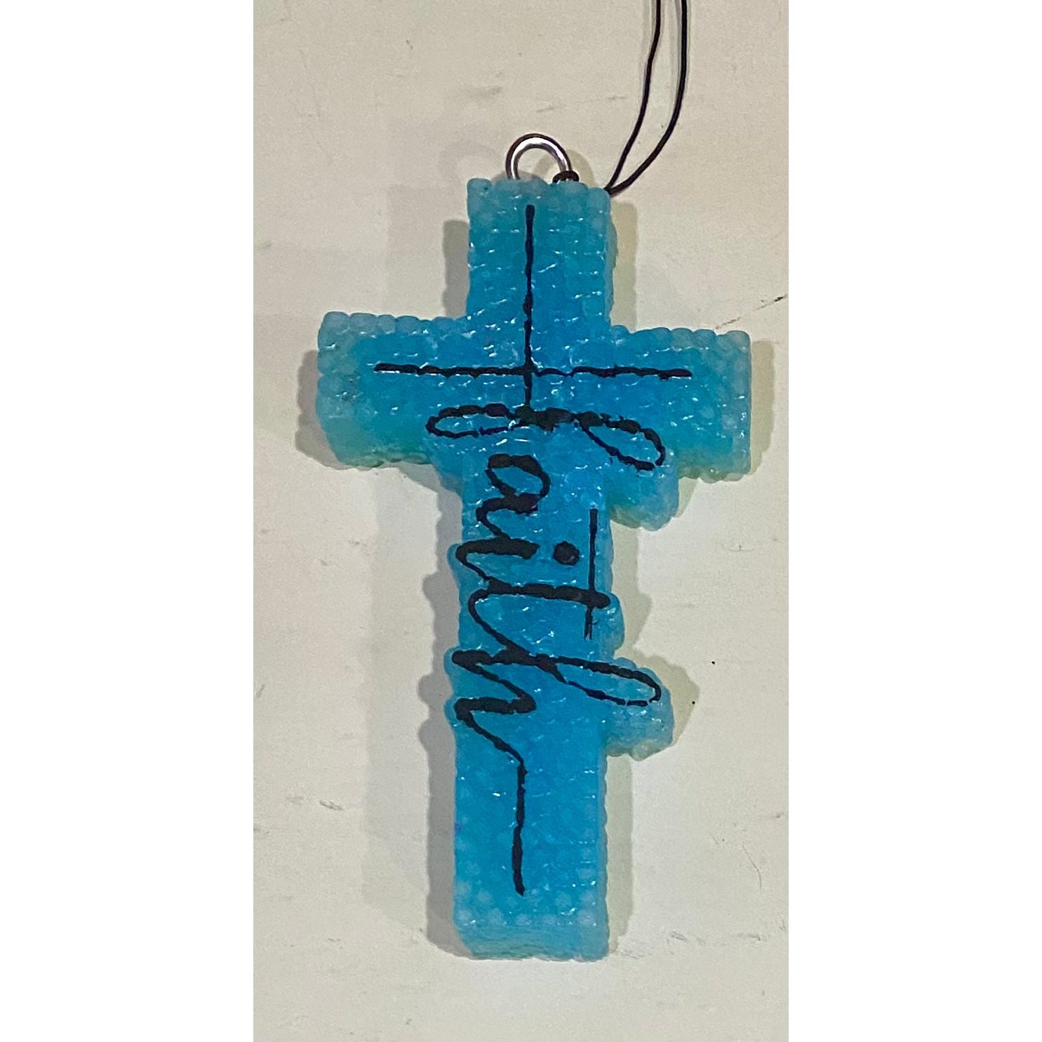 Faith Cross Car Freshener – Handcrafted Aroma Bead Freshie