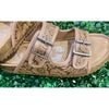 Very G Tan Tooled Double Buckle Sandals