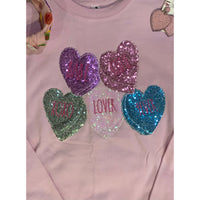 Sequin Conversation Hearts Sweatshirt