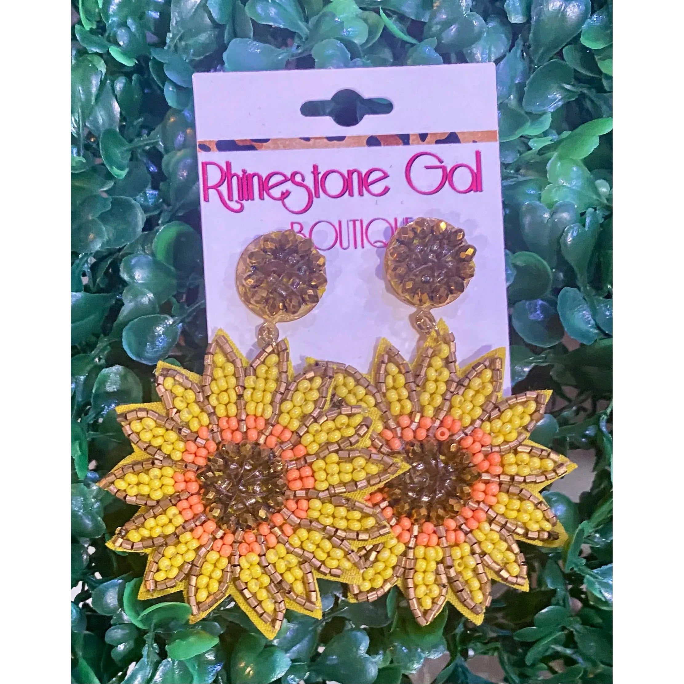 Golden Bloom Beaded Sunflower Earrings