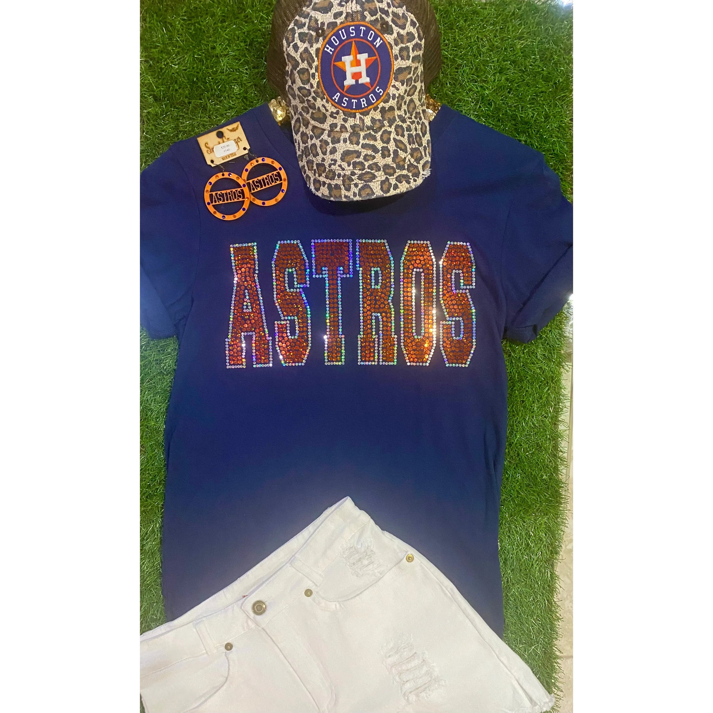 Astros Bling Spangle Tee – Bella Canvas (Small Only)