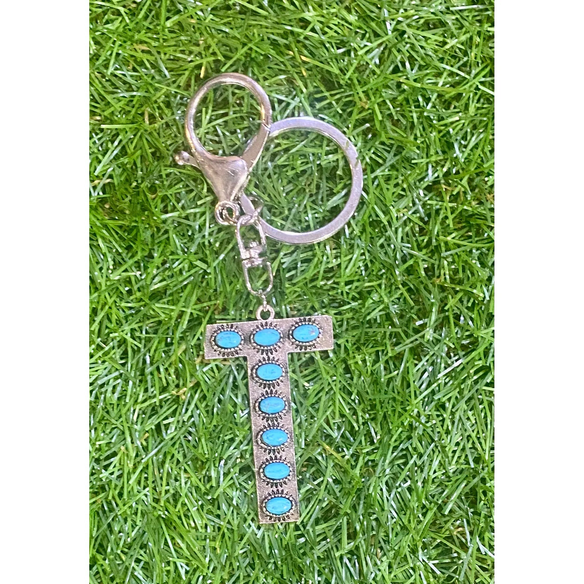 Turquoise Initial Keychain – Western Charm
