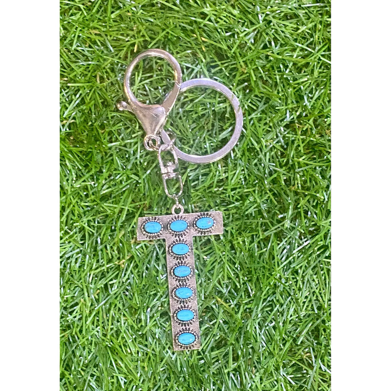 Turquoise Initial Keychain – Western Charm
