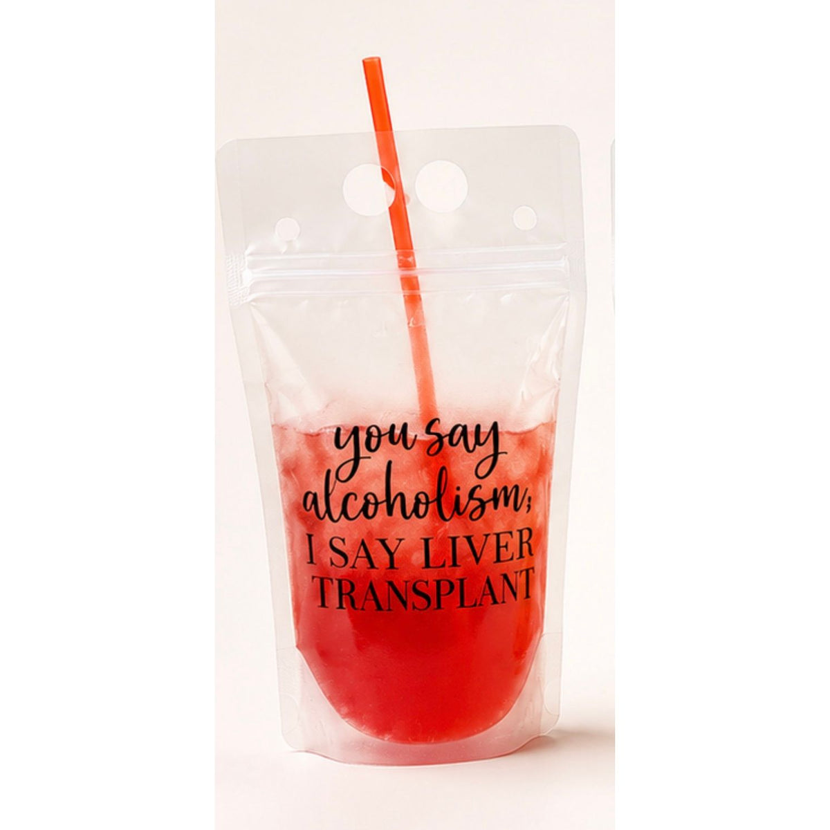 Funny Reusable Drink Pouch with Straw – Pool & Beach Party Cocktail Bag