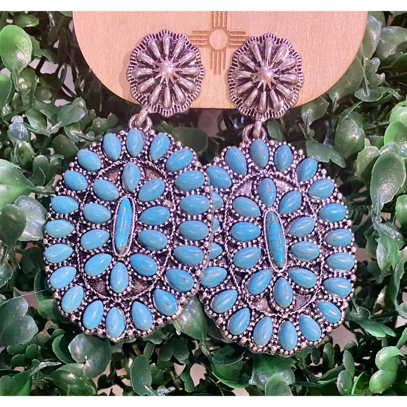 Turquoise Cluster Concho Earrings