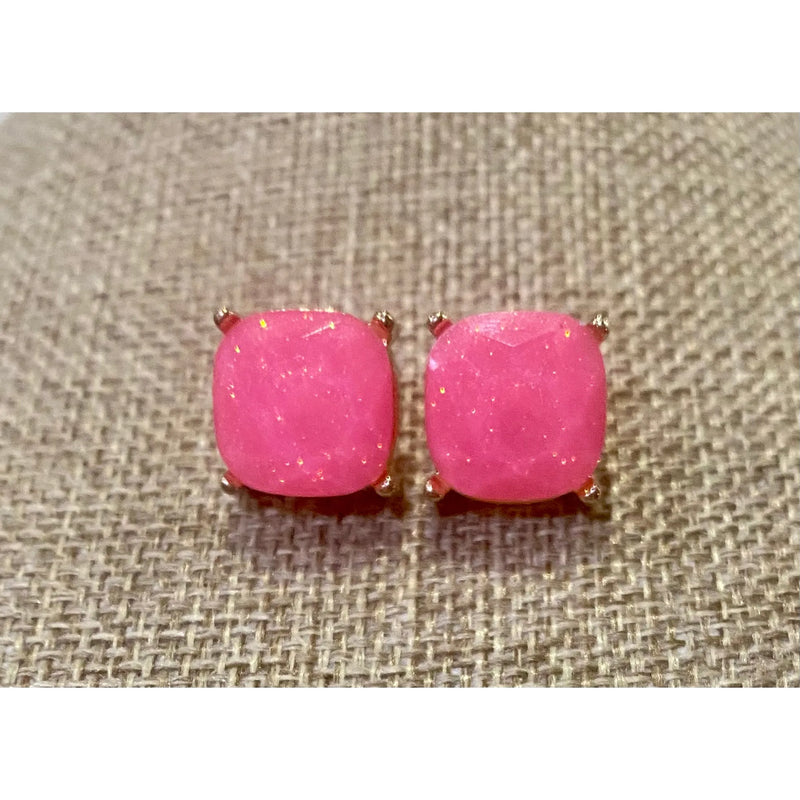 Faceted Gem Stud Earrings – Multiple Colors