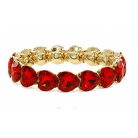 Heart Cut Crystal Stretch Bracelet – Red, Pink or Clear Rhinestone Hearts