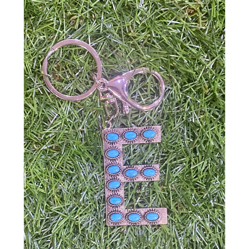 Turquoise Initial Keychain – Western Charm