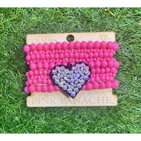 Pink Panache Fuchsia Rhinestone Heart Stretch Bracelet Set