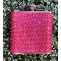 Fuchsia Rhinestone Bling 4 oz Metal Flask
