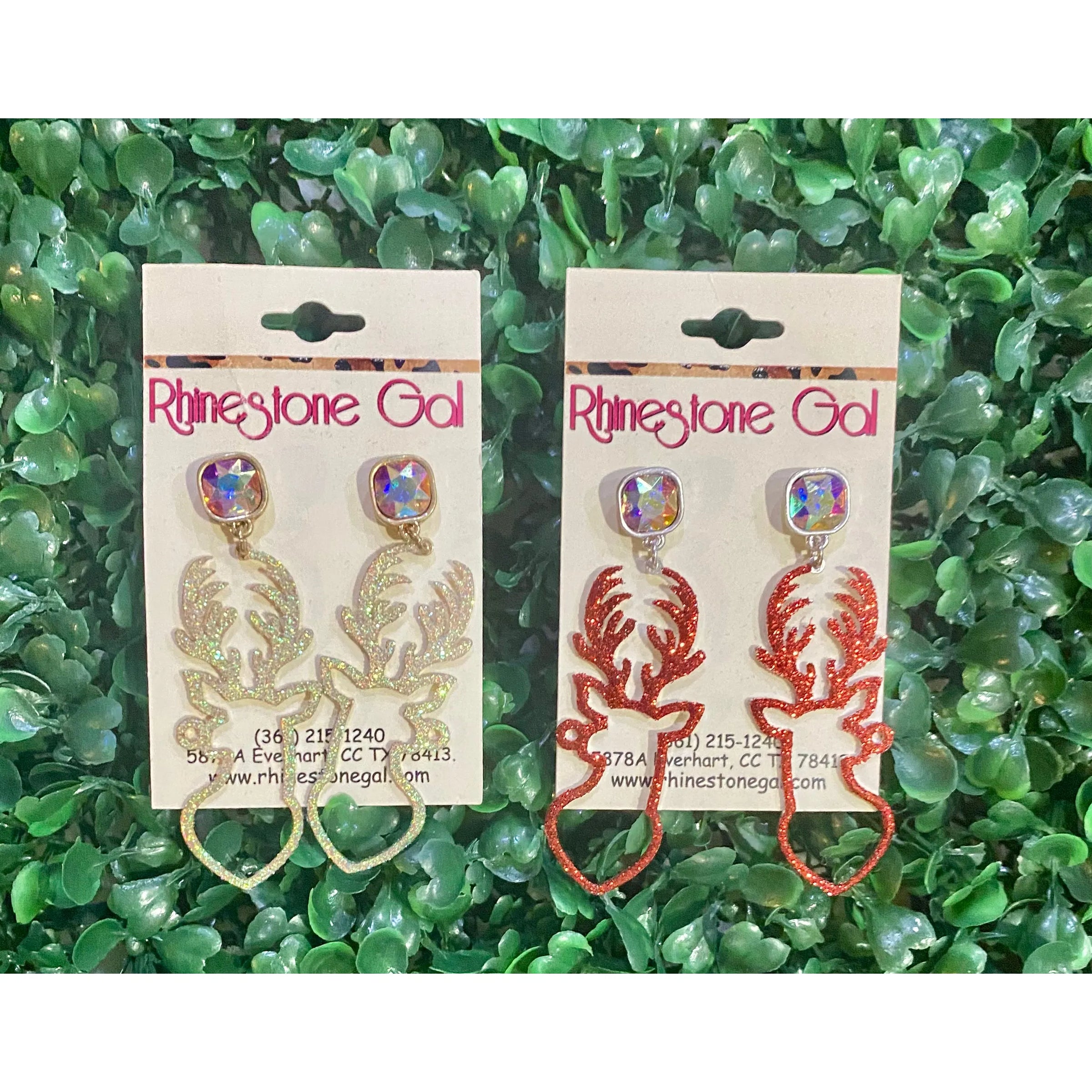 Glitter Reindeer Drop Earrings