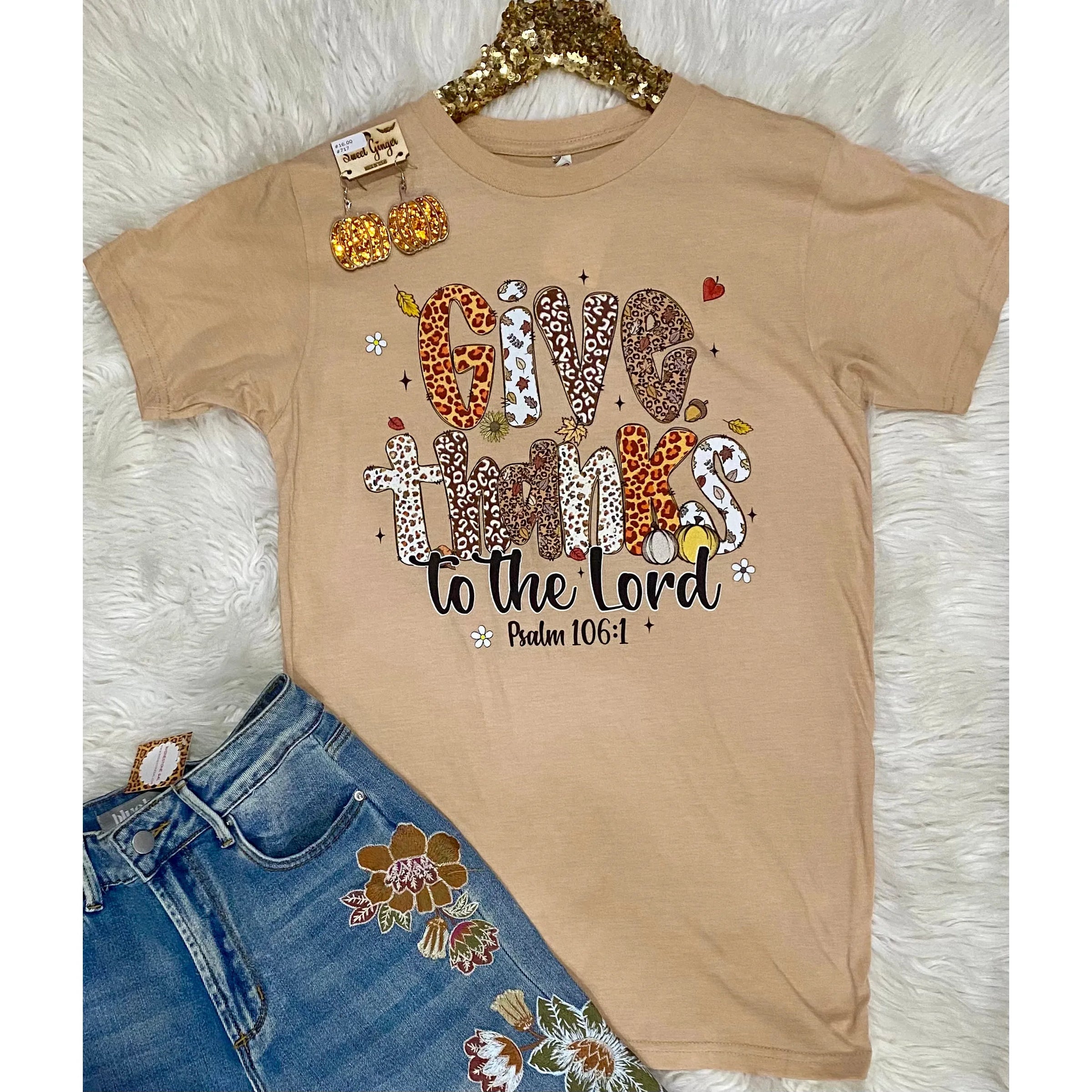 Give Thanks to the Lord Animal Print Fall Tee