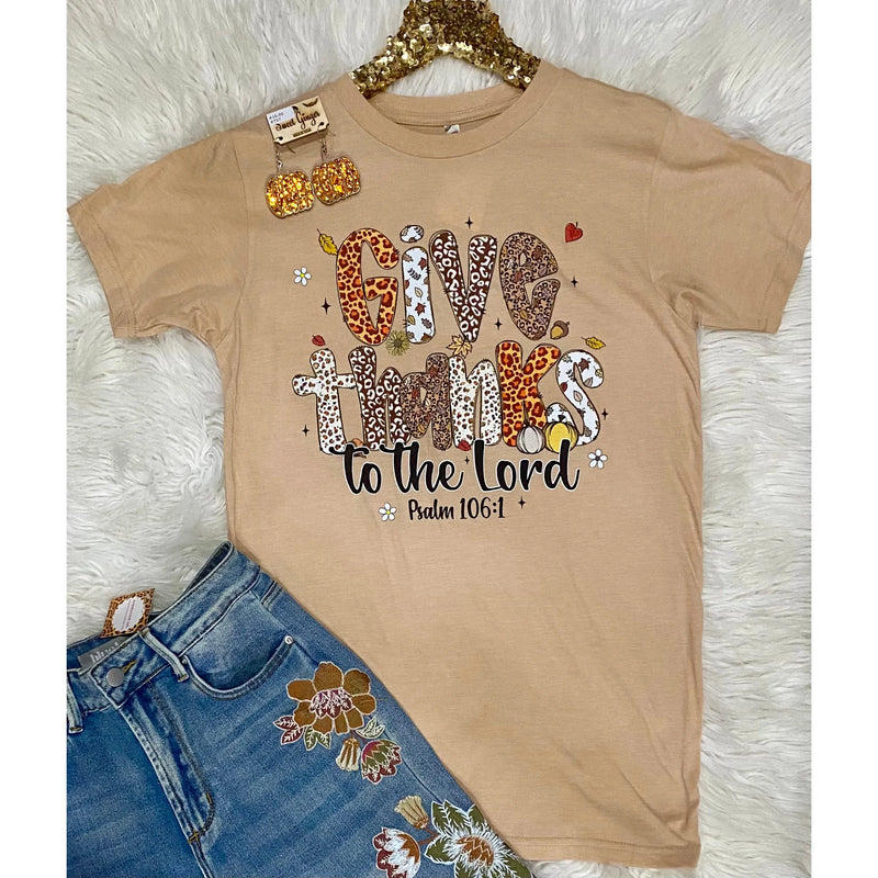 Give Thanks to the Lord Animal Print Fall Tee