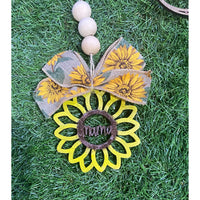 Handcrafted Wooden Car Charm with Bow & Beads