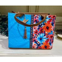 Artisanal Embroidered Look Leather Tote Bag – Medium