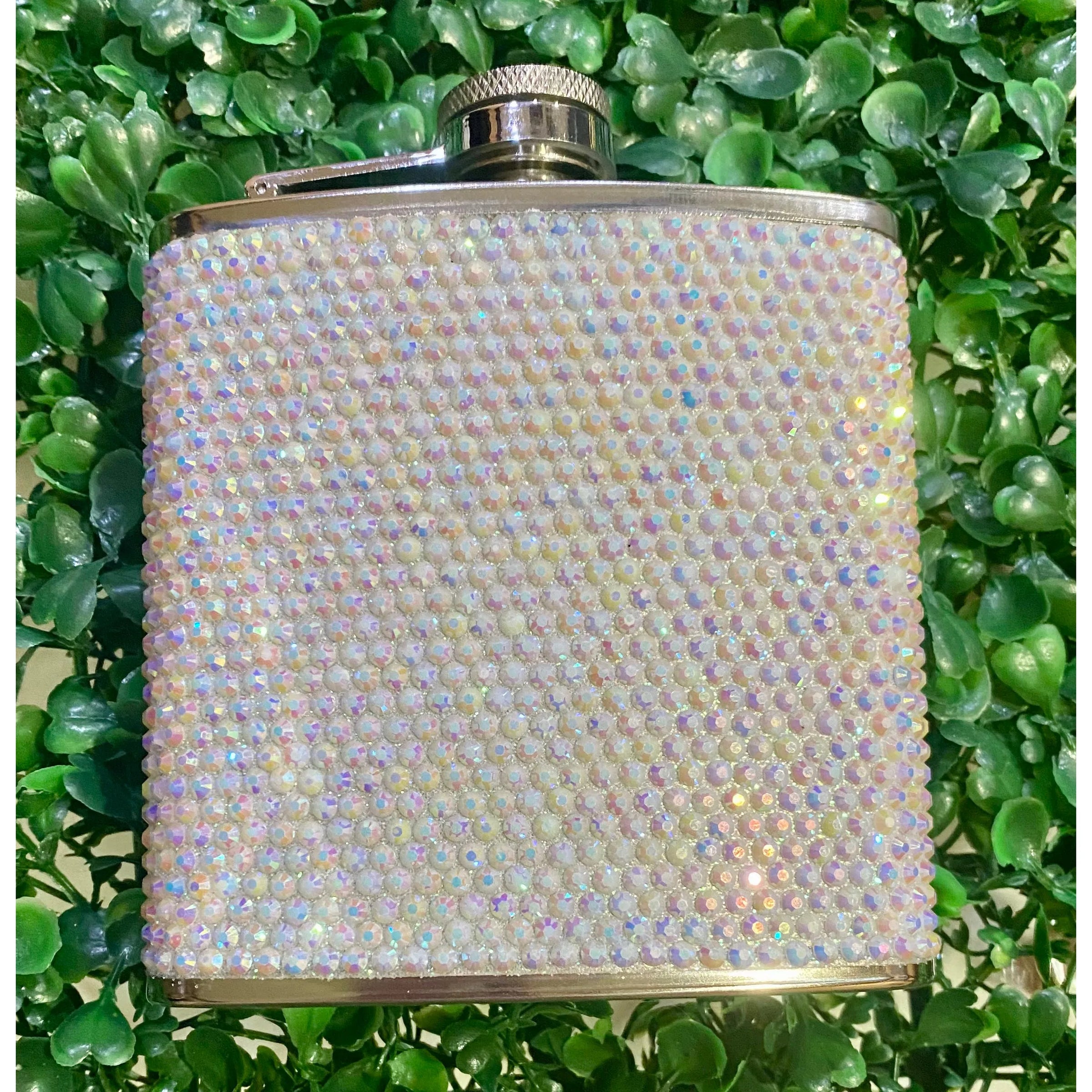 Iridescent Rhinestone Bling 4 oz Metal Flask