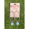Silver Hex Drop Earrings with Turquoise Charm