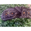 Black Rhinestone Top Knot Headband with Western Boot Stitch Design