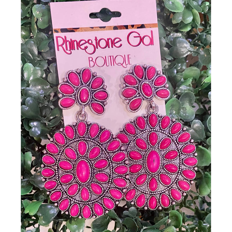 Hot Pink Concho Earrings