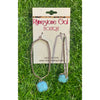 Silver Hex Drop Earrings with Turquoise Charm