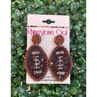 Mini Brown Football Sequin and Seed Bead Earrings