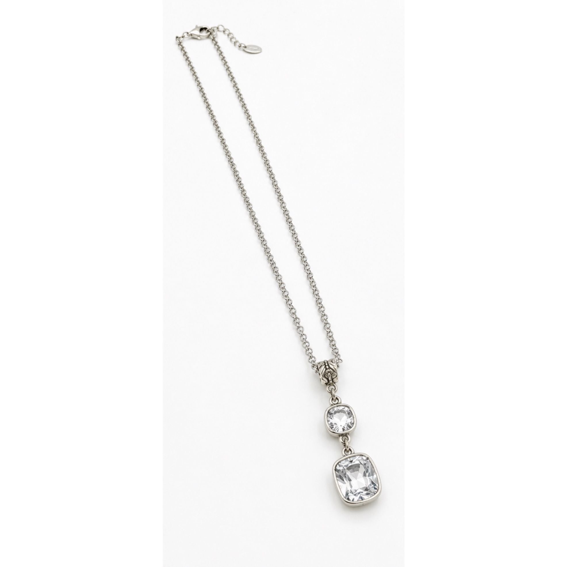 Pink Panache Silver Double Crystal Pendant Necklace