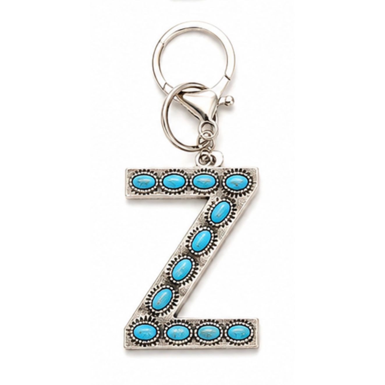Turquoise Initial Keychain – Western Charm