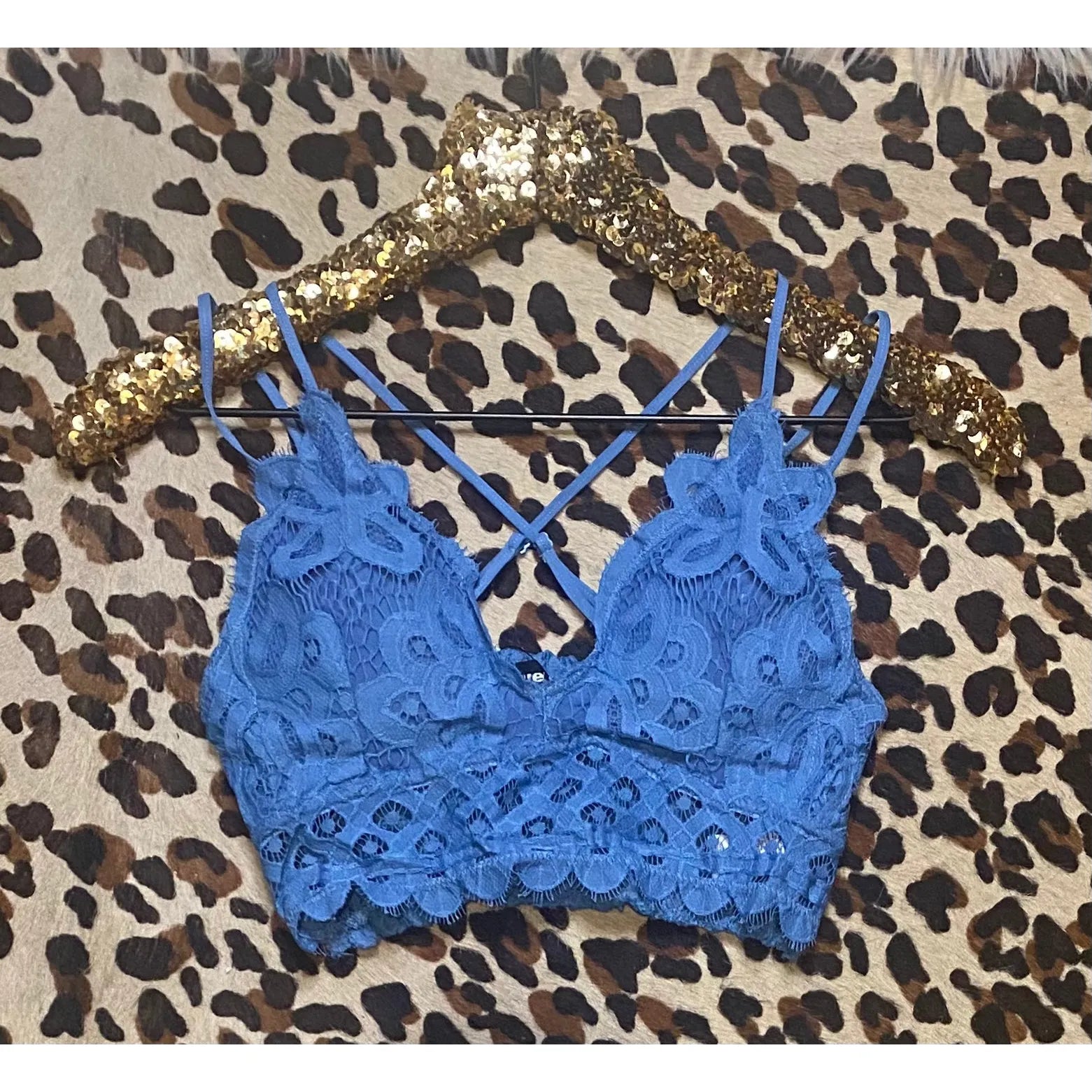 Blue Boho Crochet Lace Bralette