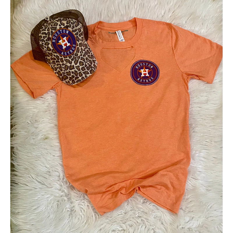 Houston Astros Keyhole Tee with Texas Round Emblem