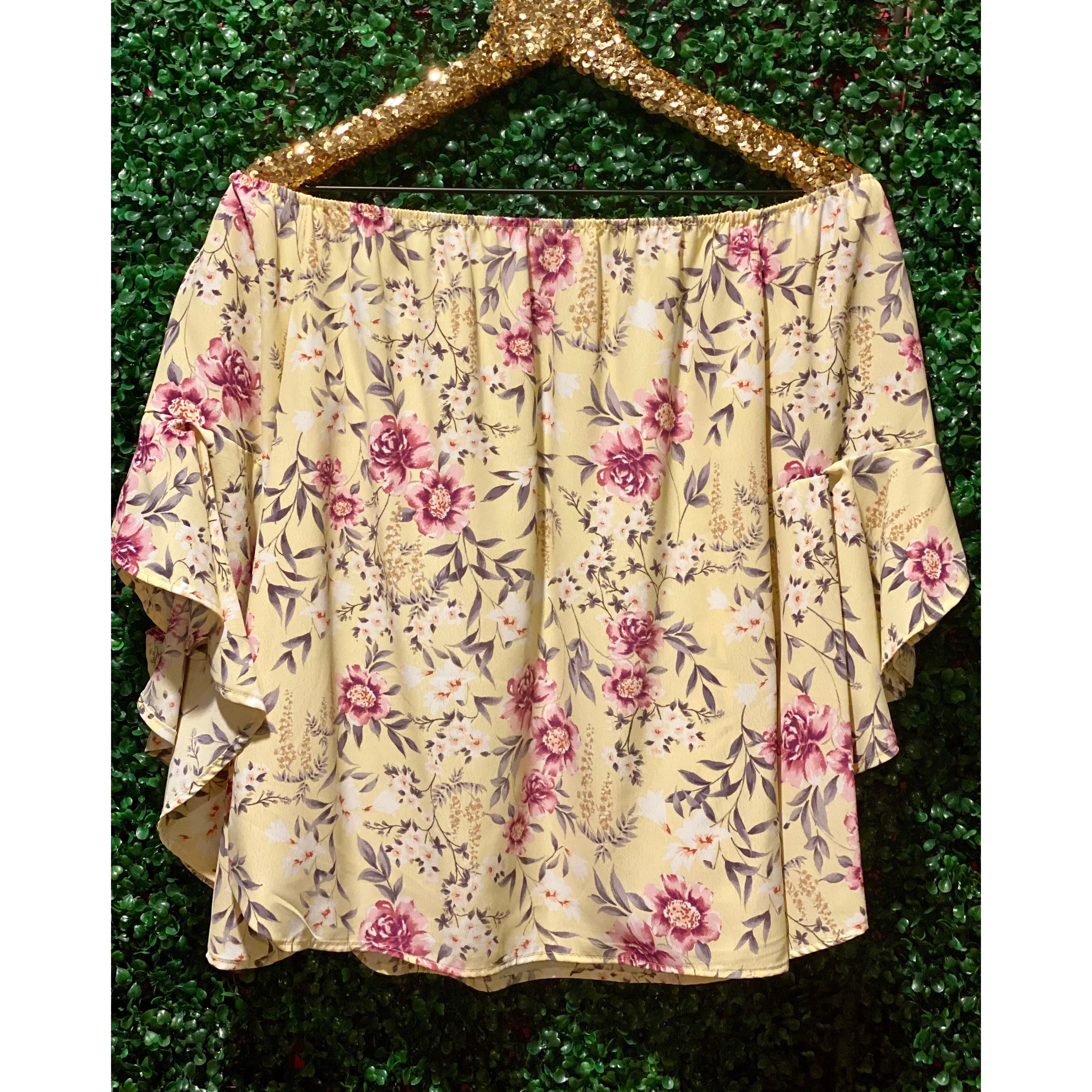 Floral Off Shoulder Top with Bell Sleeves