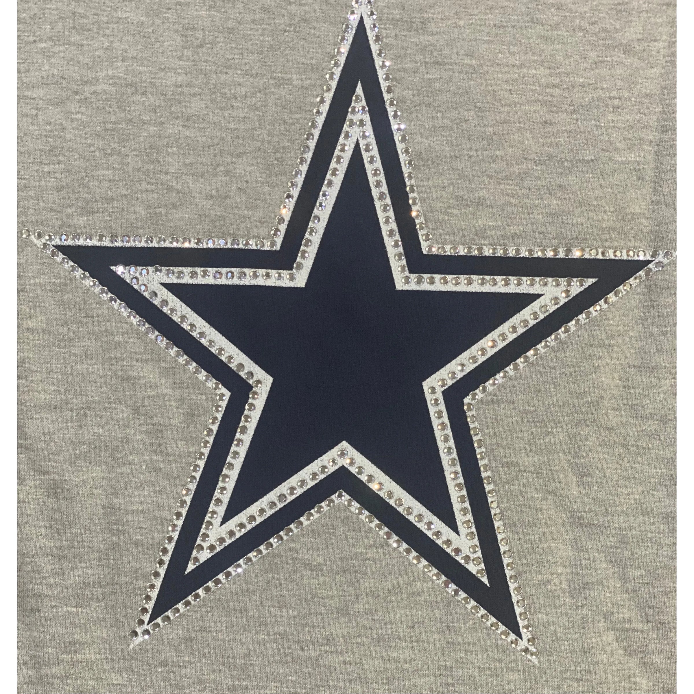 Dallas Cowboys Off-Shoulder Rhinestone Sweatshirt – Grey Heather
