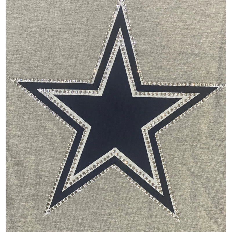 Dallas Cowboys Off-Shoulder Rhinestone Sweatshirt – Grey Heather