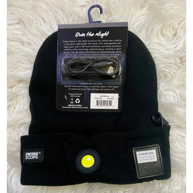 Night Watch Rechargeable LED Beanie – Hands-Free Lighted Hat