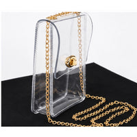 Clear Stadium-Approved Crossbody Bag with Gold Chain Strap