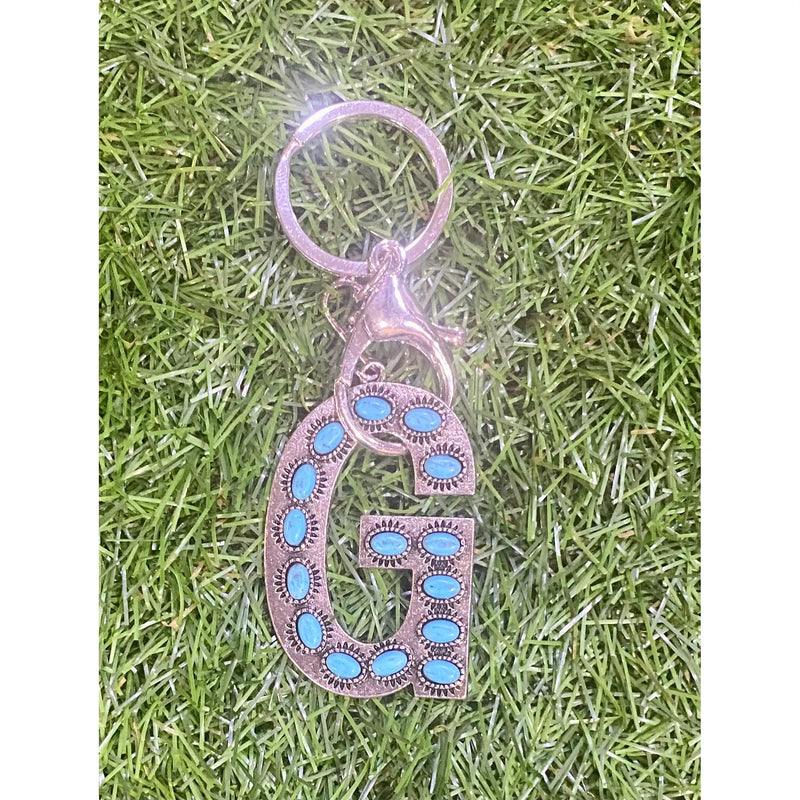 Turquoise Initial Keychain – Western Charm
