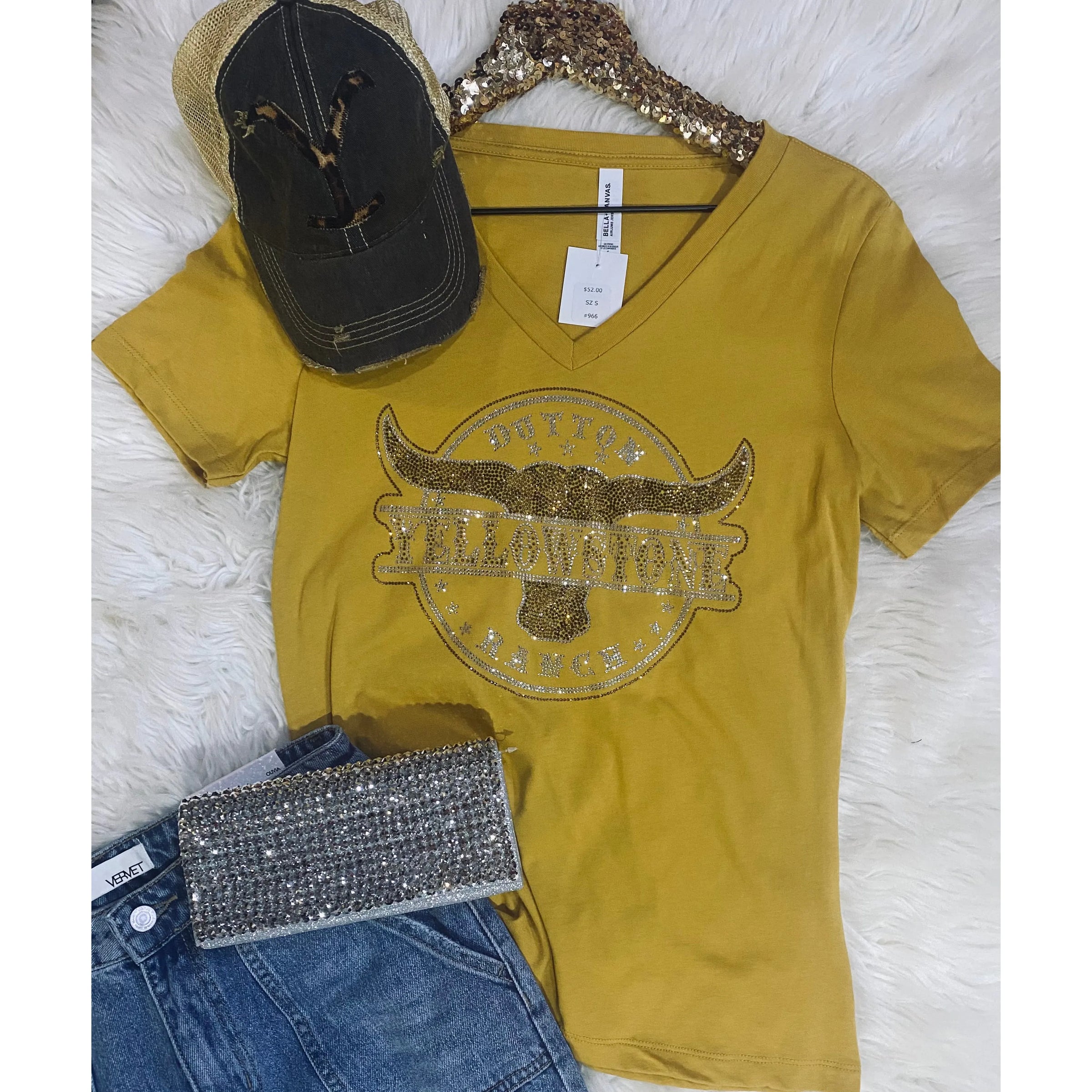 Yellowstone Ranch Bling V Neck Tee