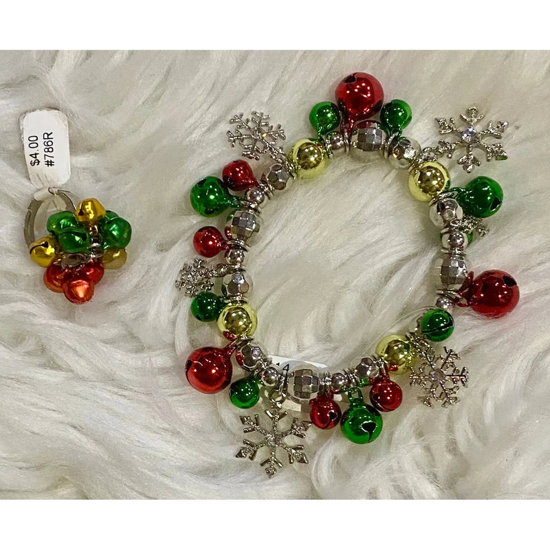 Christmas Jingle Bells Snowflake Stretchy Bracelet