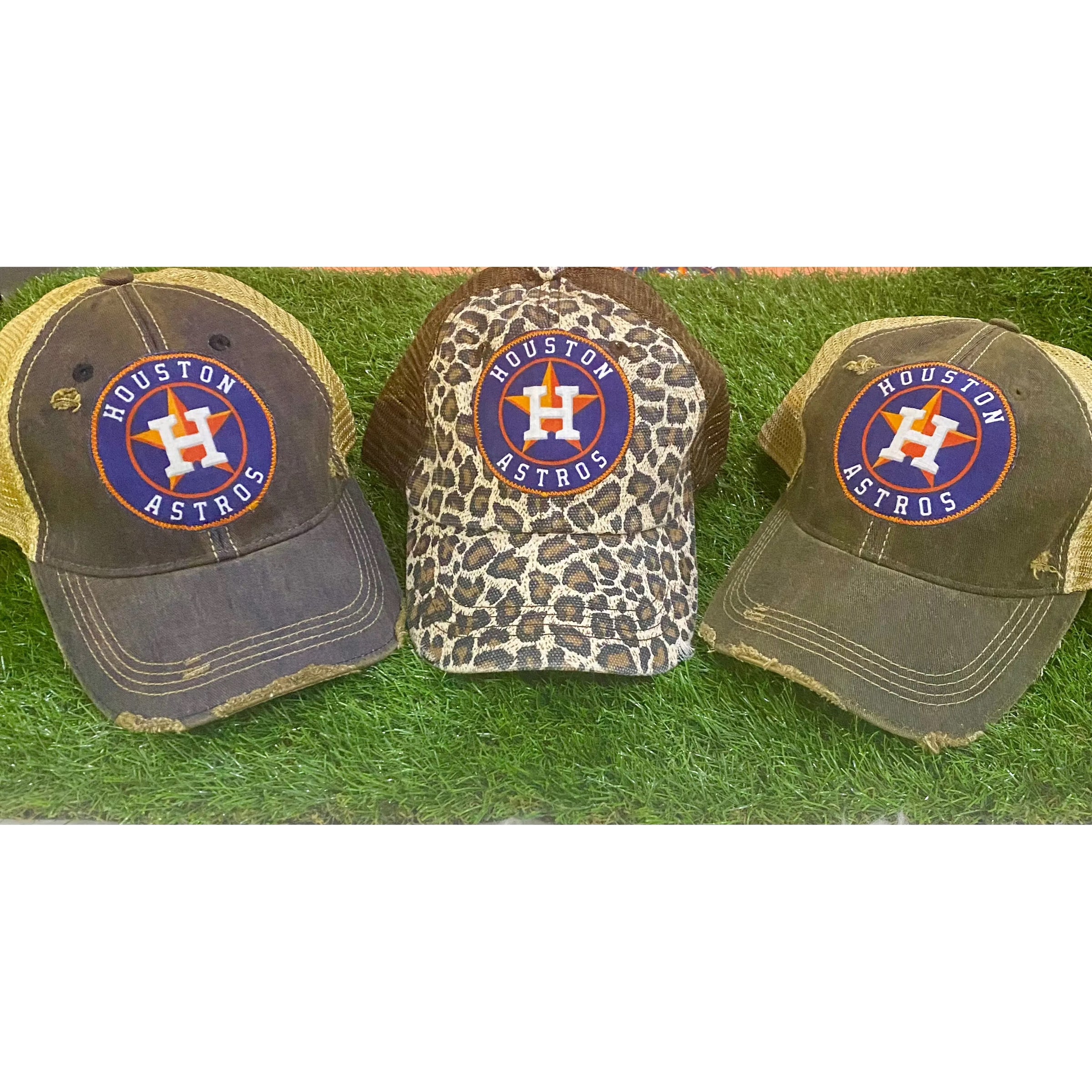 Distressed Dirty Truckers Cap with Astros Emblem