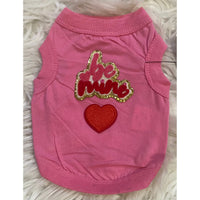 Valentine’s Pink Dog Tank – Patch & Rhinestone Flaming Rose Design